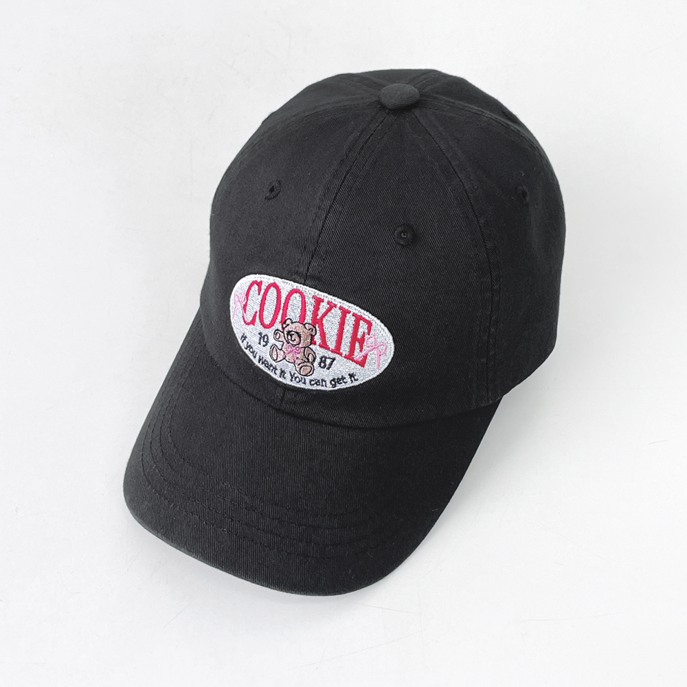 COOKIE 러블리 베어 면 워싱 남자 여자 야구 볼캡 - 상세 이미지 4