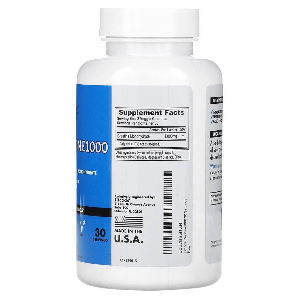 핏코드 크레아틴 모노하이드레이트 캡슐 1000mg Creatine 60정 - 상세 이미지 2