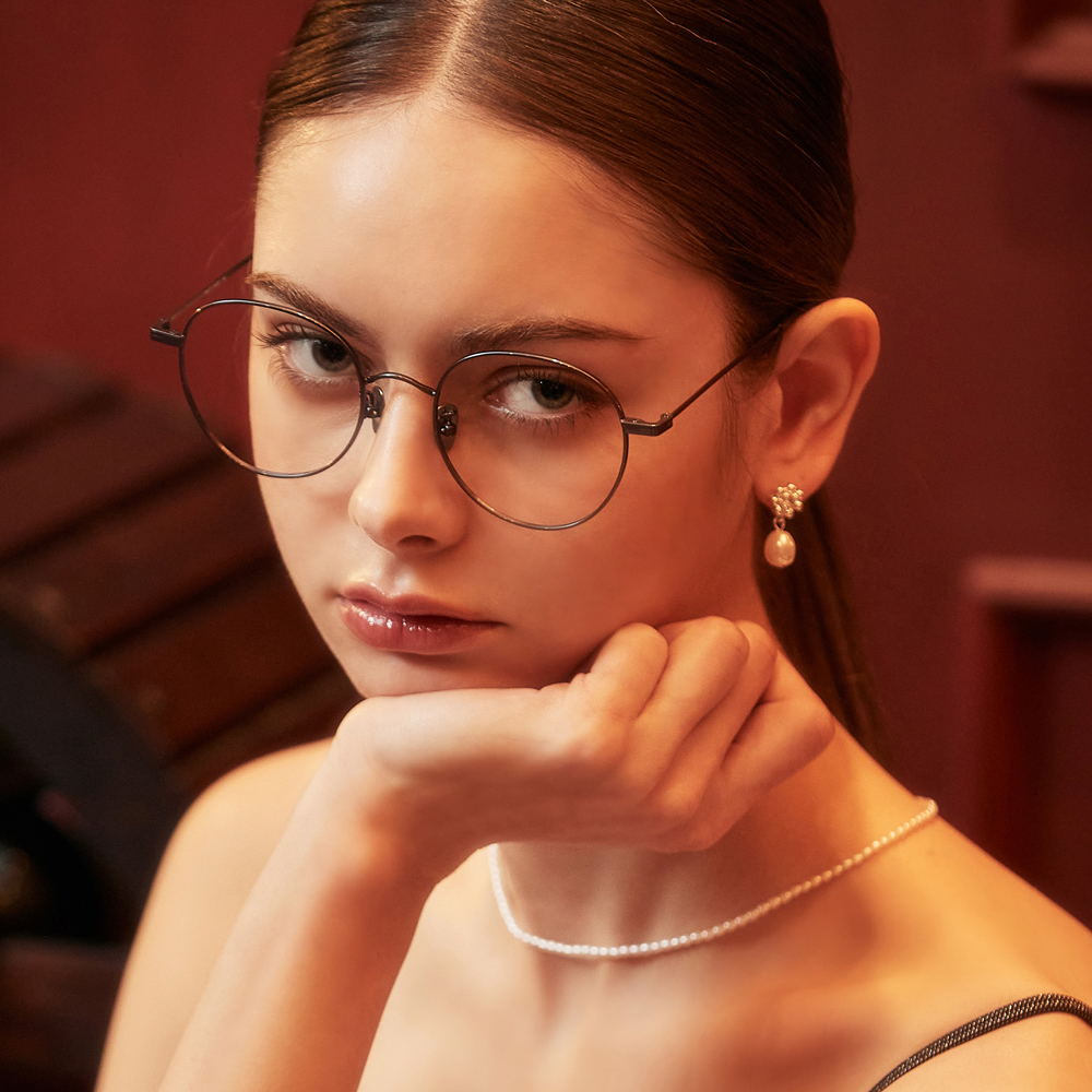 블루라이트 차단 안경 티타늄 가벼운 빅 오버 사이즈 실버 금테 안경테