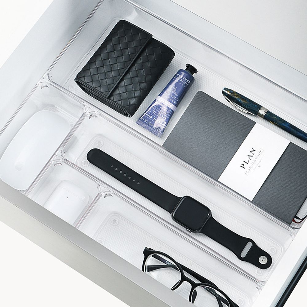 서랍정리함 칸막이수납함 책상수납 아크릴 화장품 화장대 서랍정리트레이 세트G - 상세 이미지 5