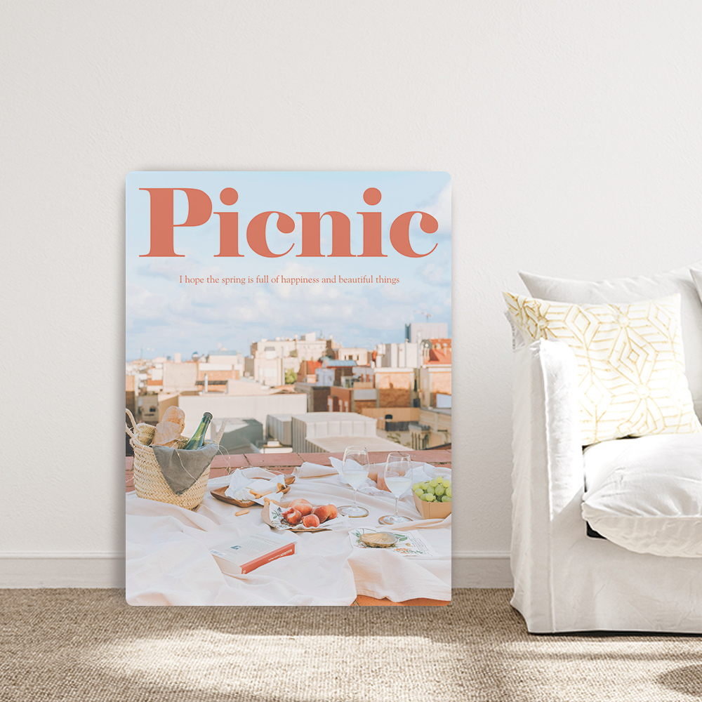 봄시즌 액자테이블 접이식간이 테이블 소(60x40) 크렘 27cm기본다리