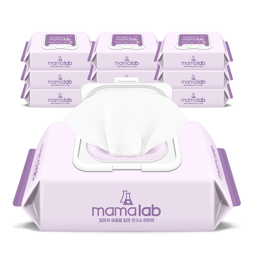 마마랩 올데이 대용량 캡형 아기물티슈 120매, 10개