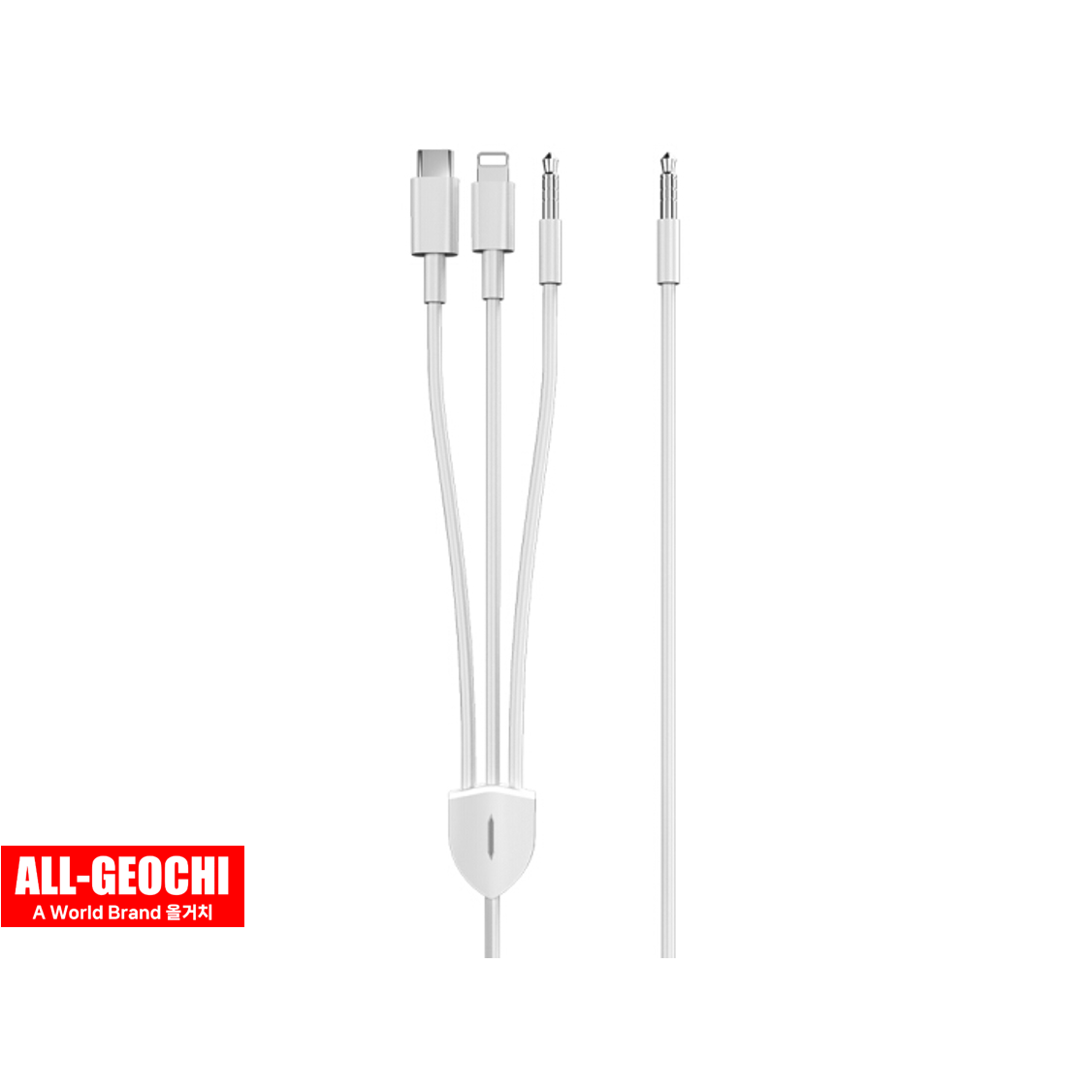 옥스선 AUX 케이블 차량용 연결선 C타입/8핀/3.5mm 3in1 멀티케이블 - 상품 이미지