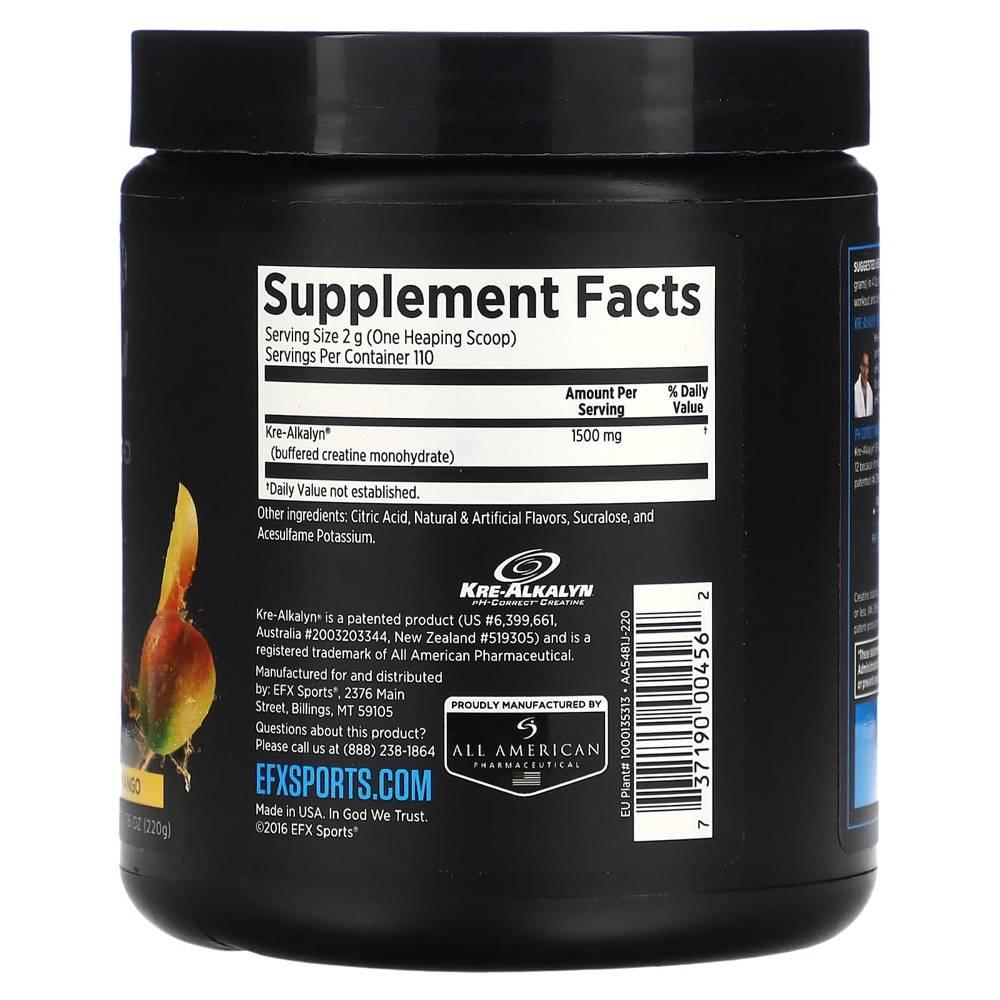 EFX Sports 크레알카린 버퍼드 크레아틴 모노하이드레이트 파우더 분말 망고 Creatine 220g - 상세 이미지 2