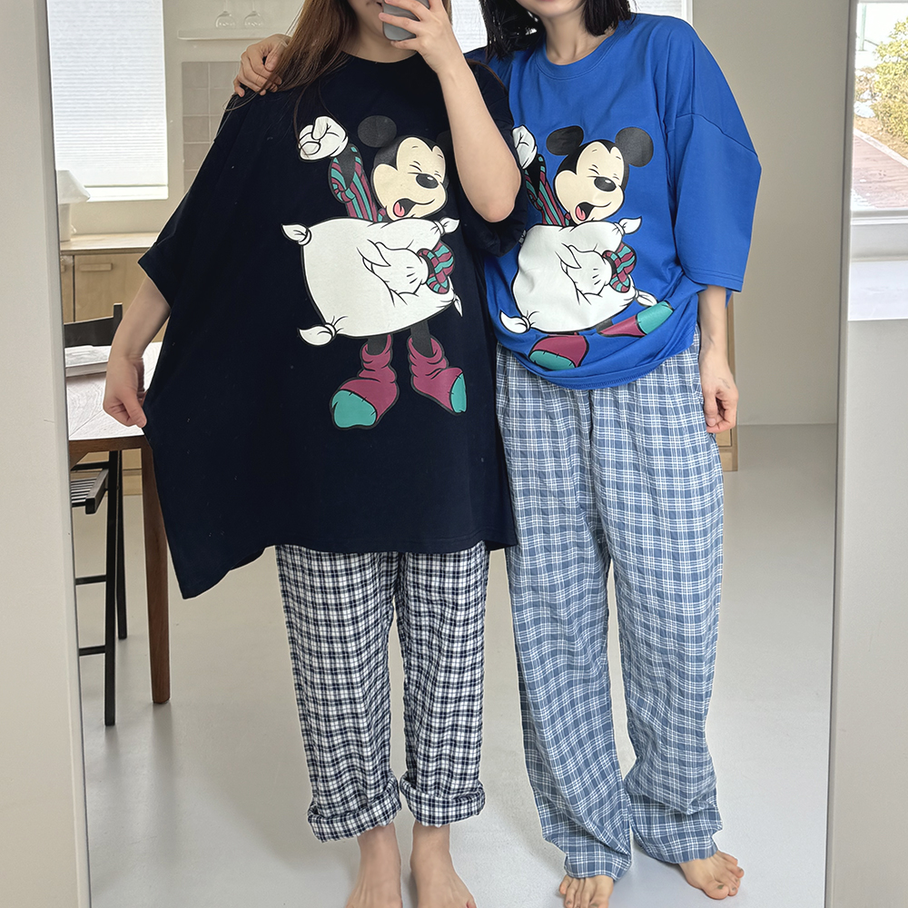 디즈니 굿밤 미키 티셔츠 국산 빅사이즈 오버핏 롱 루즈핏 커플 반팔티 상세 이미지 21