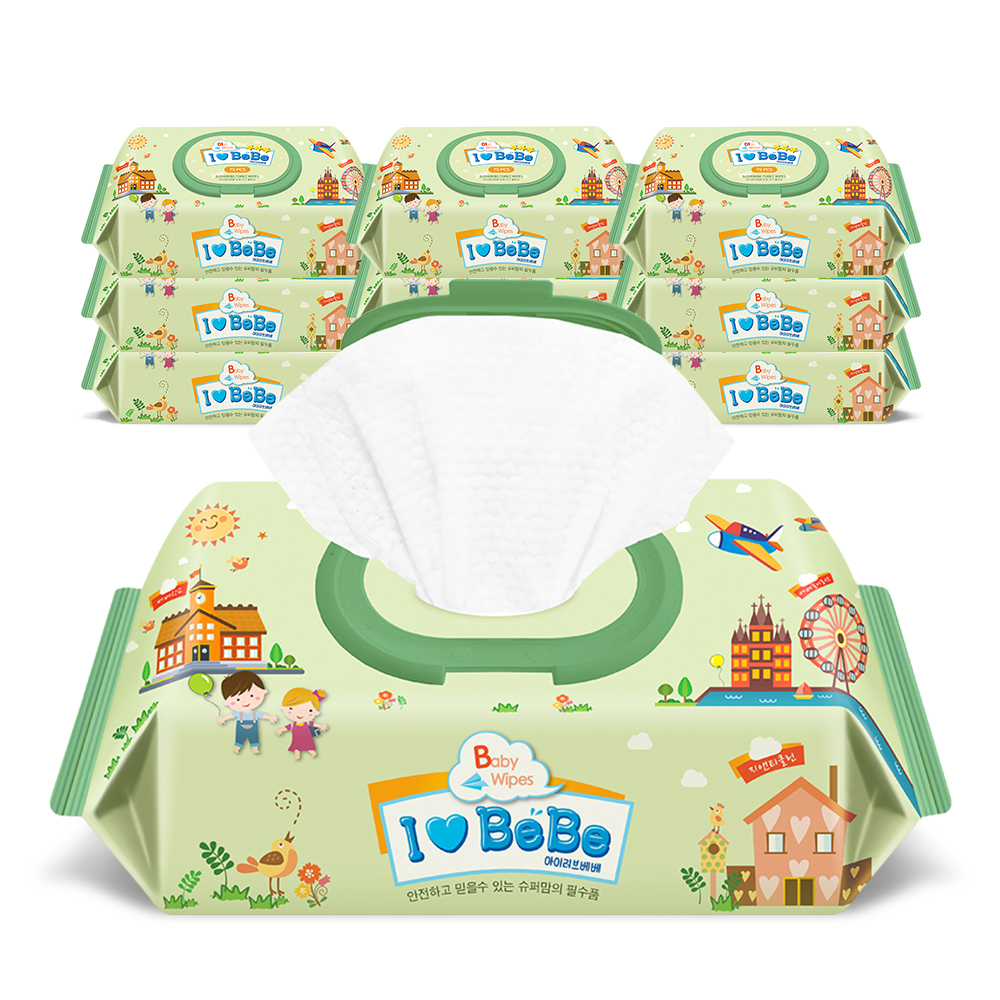 아이러브베베 포레 62g 엠보 캡형 아기물티슈 72매, 10개