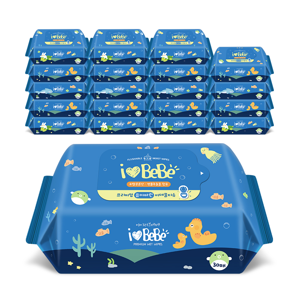 아이러브베베 퓨어마린 비데용 물티슈 30매, 20개