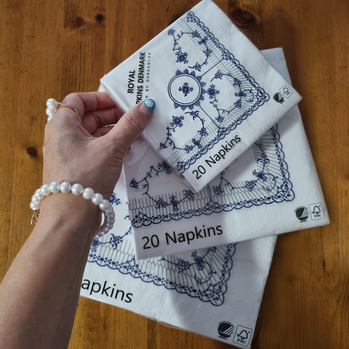 덴마크 로얄 블루플루티드 장식 냅킨 royal napkins denmark - 상품 이미지