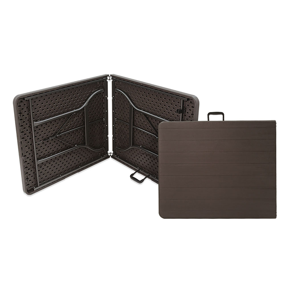 로티캠프 브로몰딩 간이 접이식 테이블 1800 + 의자 6개 세트 다크브라운