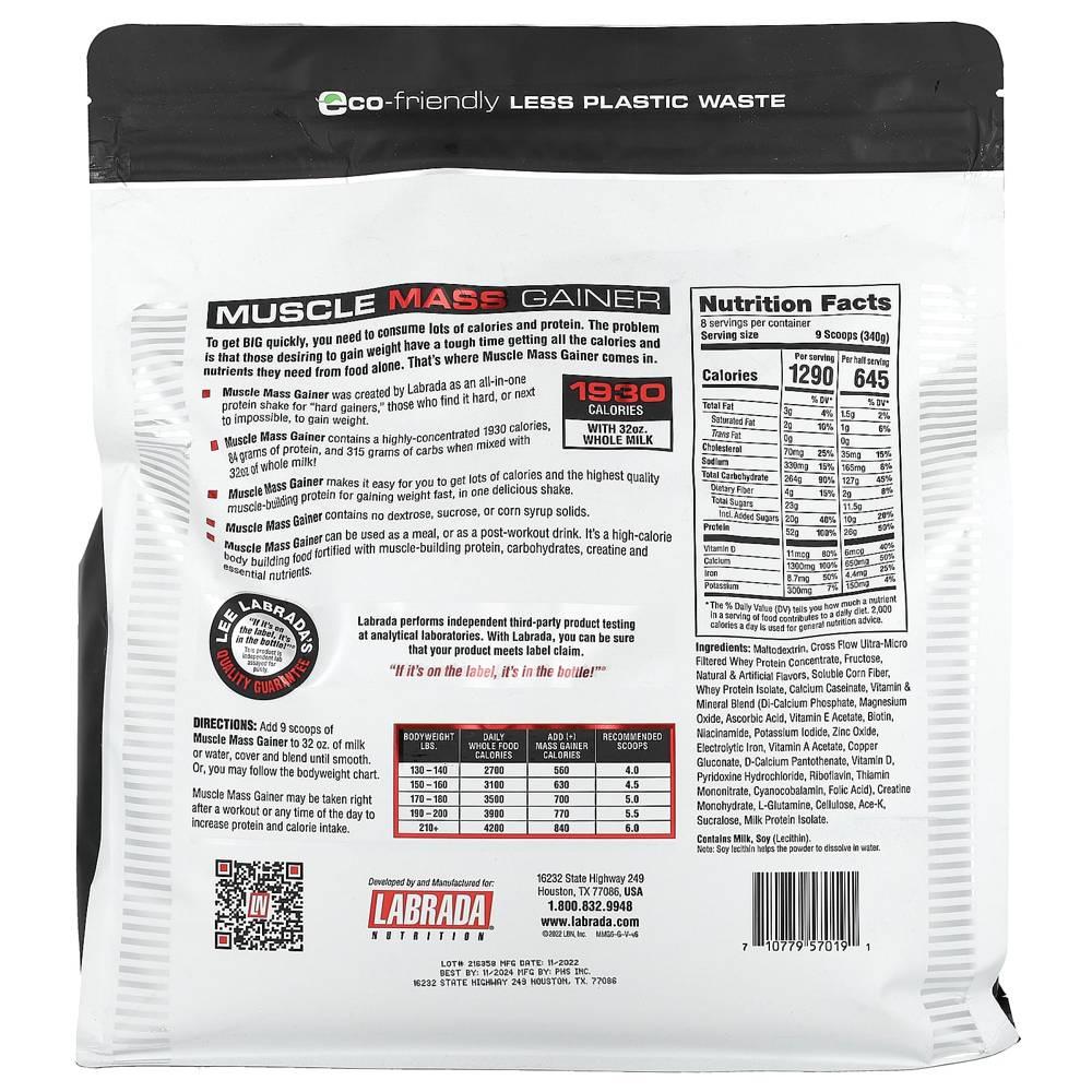 Labrada Nutrition 프로틴 메스 게이너파우더 분말 바닐라 Creatine 2.72kg - 상세 이미지 2