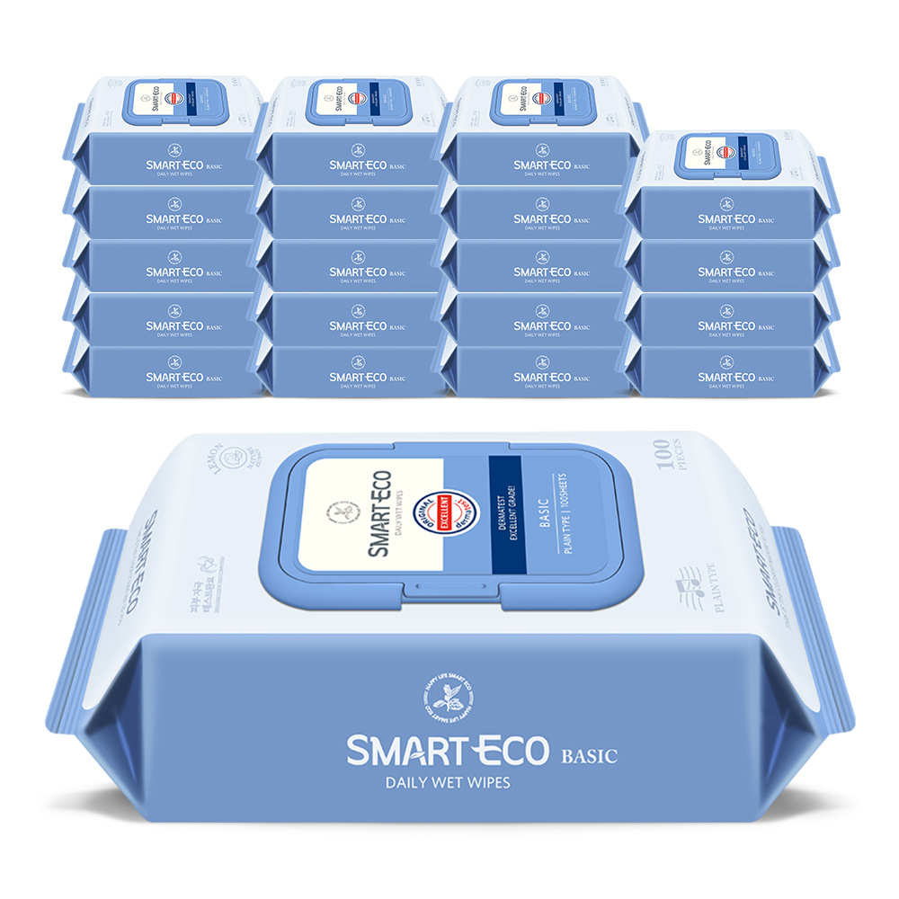 스마트에코 베이직 대용량 캡형 아기물티슈 100매, 20개