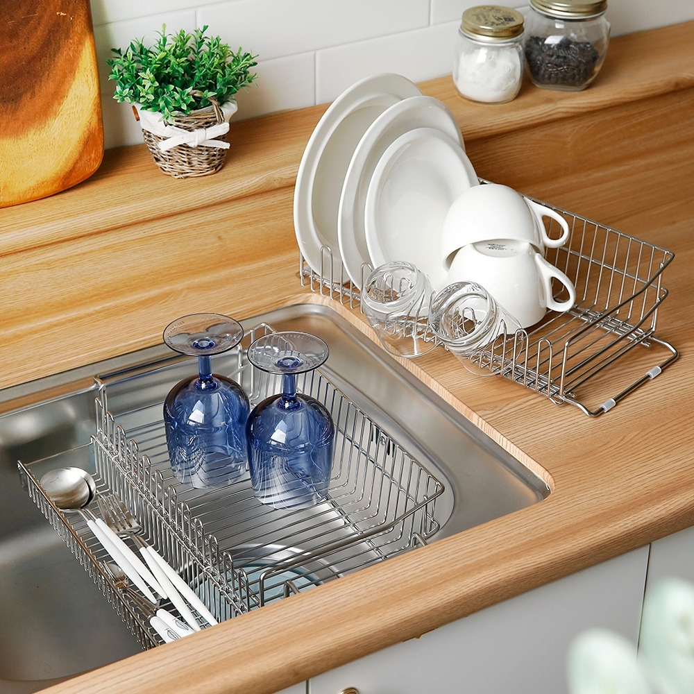 주방 싱크대 길이조절 식기건조대 설거지 그릇 건조대 물빠짐 정리대 2타입