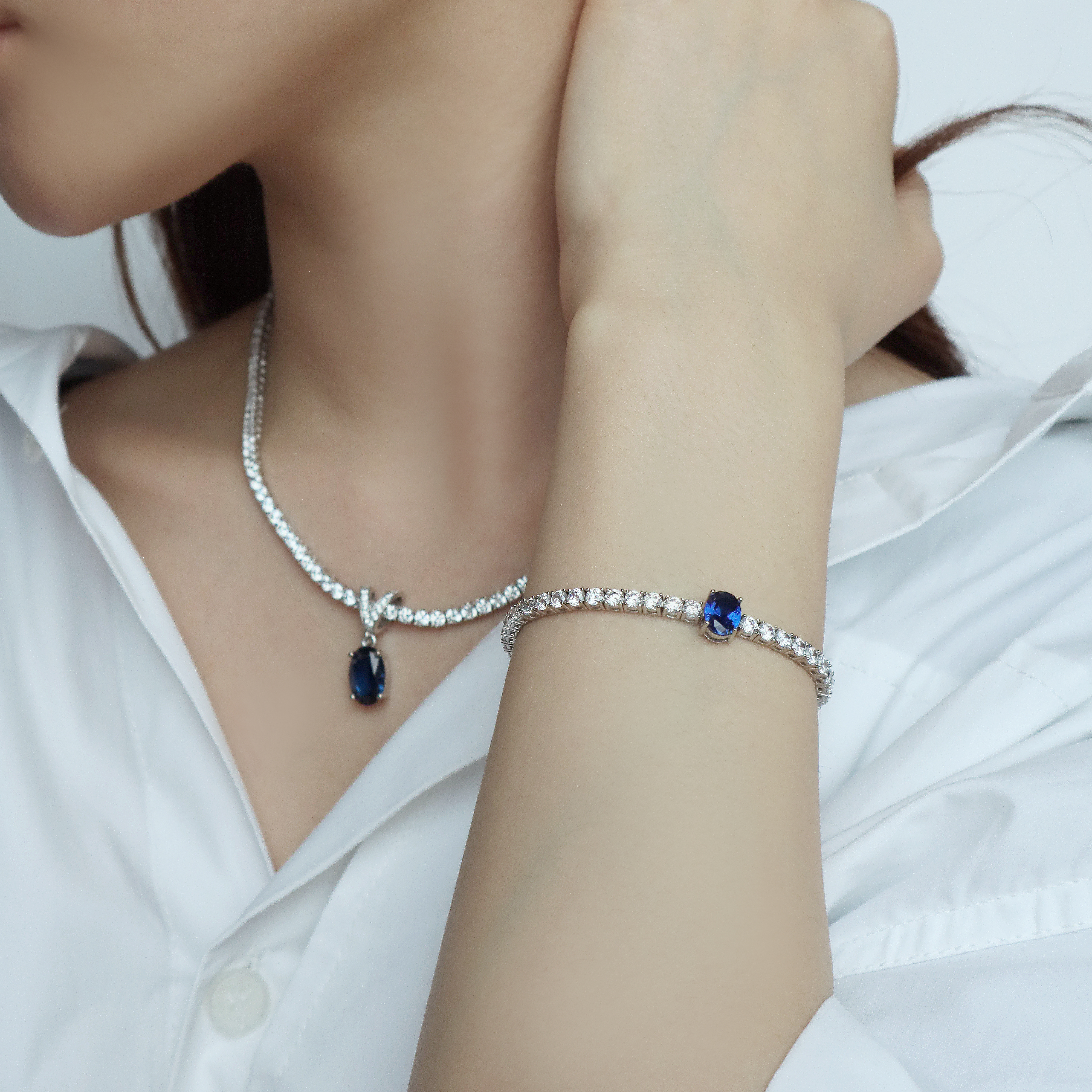 실버 925 3mm 라운드 테니스 컬러 큐빅팔찌 4colors - 상세 이미지 3