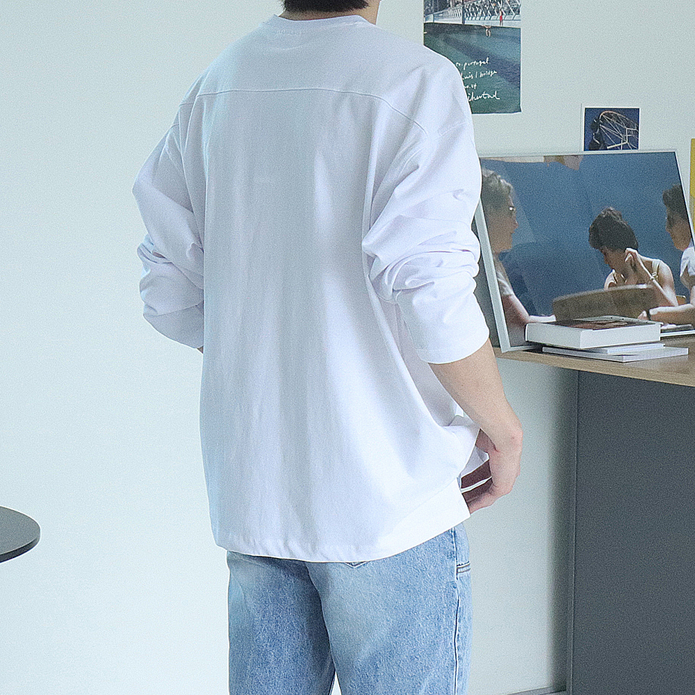 남자긴팔티 피그먼트 오버핏 이너 레이어드 티셔츠 - 상품 이미지
