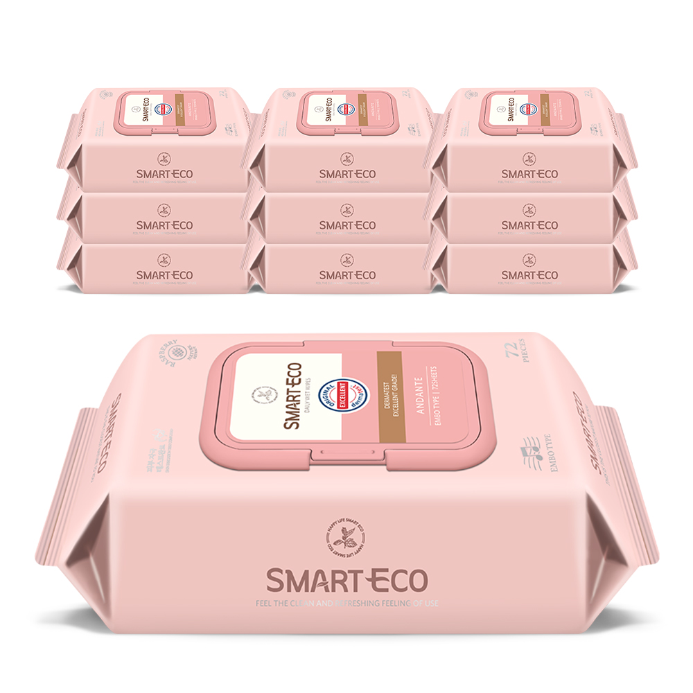 스마트에코 안단테 62g 캡형 아기물티슈 72매, 10개