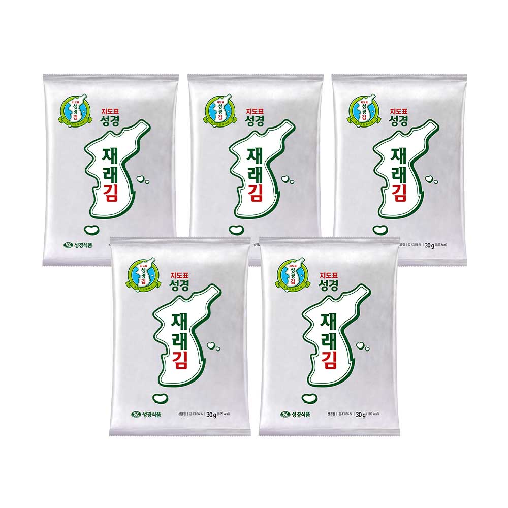 [성경김본사] 지도표 잘라먹는 재래 전장김 30g, 5개