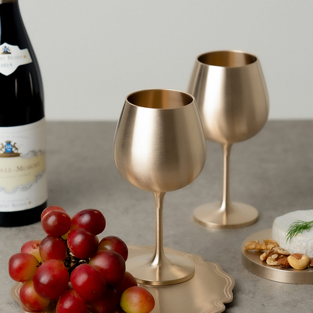 [오징어게임3 출현] 거창유기 수공예 방짜 황금 와인잔 2P 세트