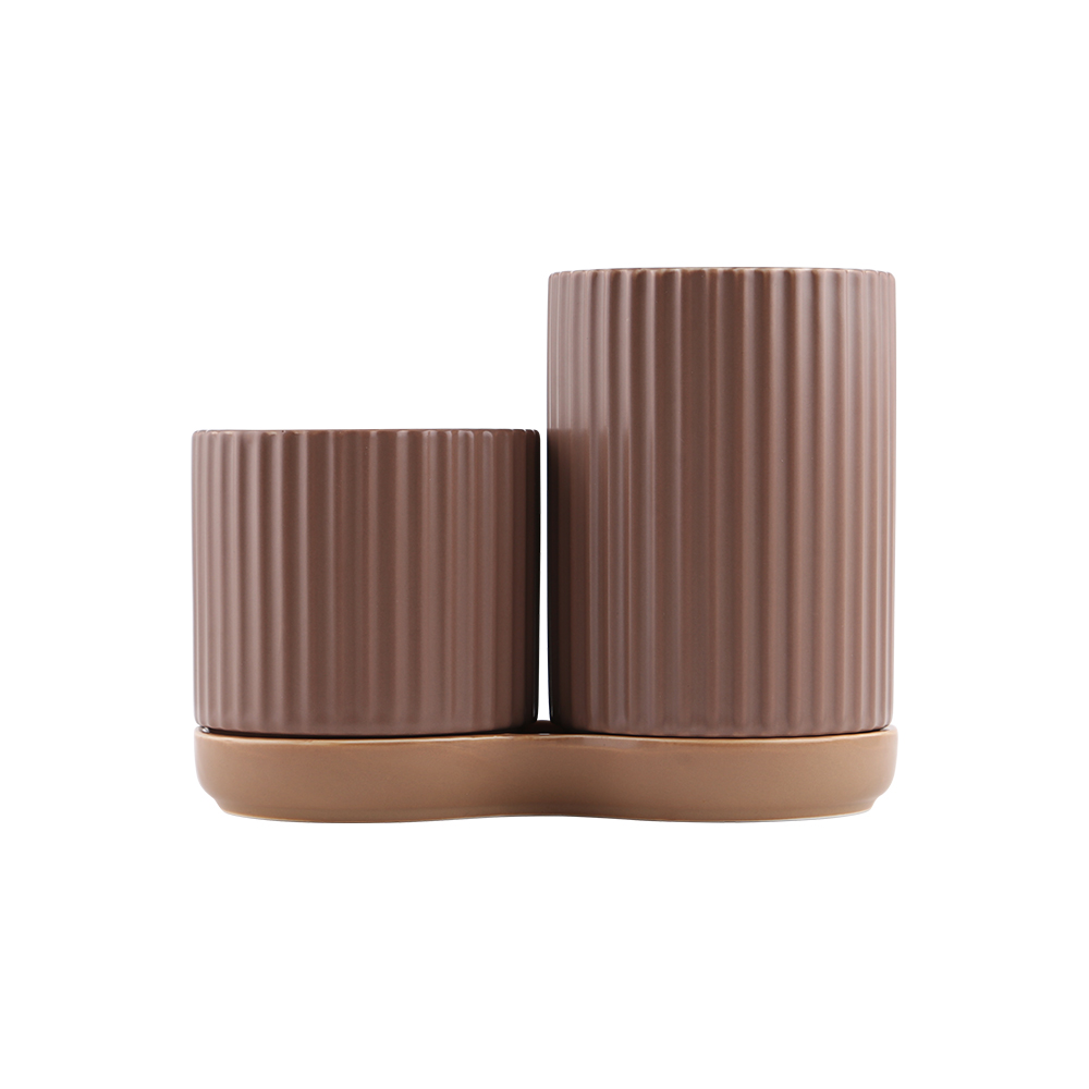 소소모소 카빙 수저통 3P 세트 물빠짐 도자기 수저정리함 수저꽂이 (2colors) - 메인 이미지