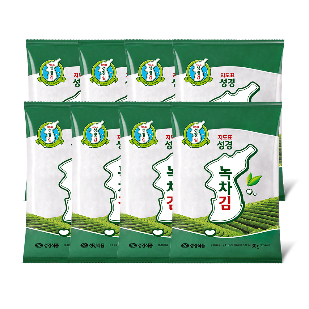 [성경김본사] 지도표 잘라먹는 녹차 전장김 30g, 8개 - 상품 이미지