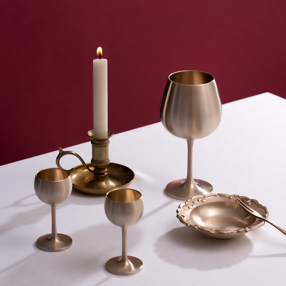 [오징어게임3 출현] 거창유기 수공예 방짜 황금 와인잔 2P 세트