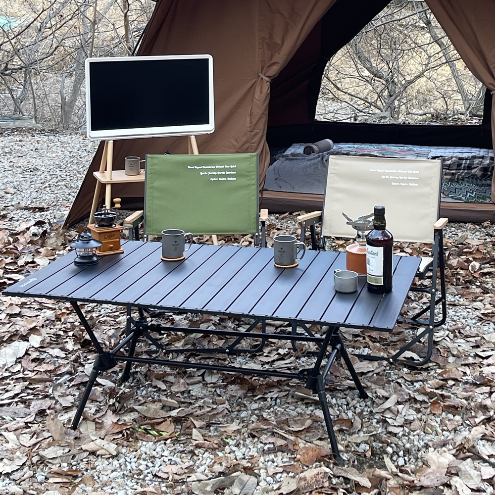 레드코코 캠핑 롤테이블 접이식 경량 테이블 높이조절 좌식 대형 120cm 블랙