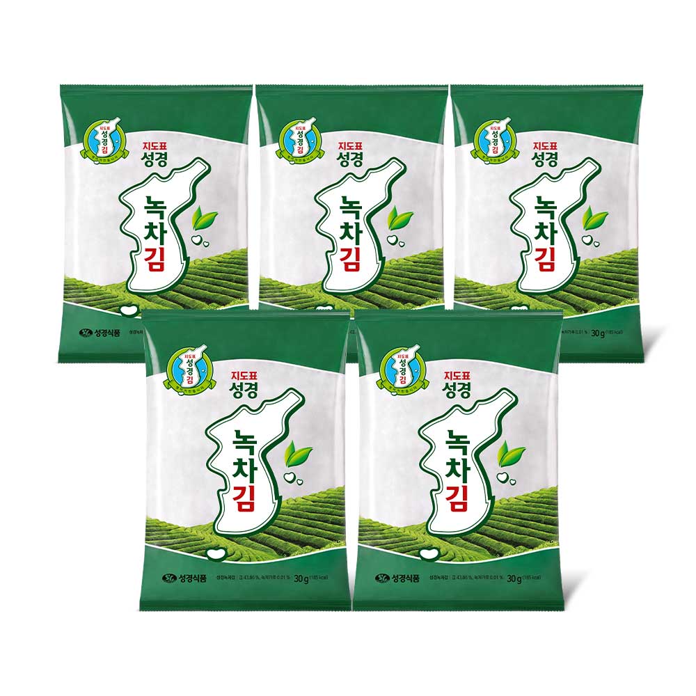 [성경김본사] 지도표 잘라먹는 녹차 전장김 30g, 5개 - 상품 이미지
