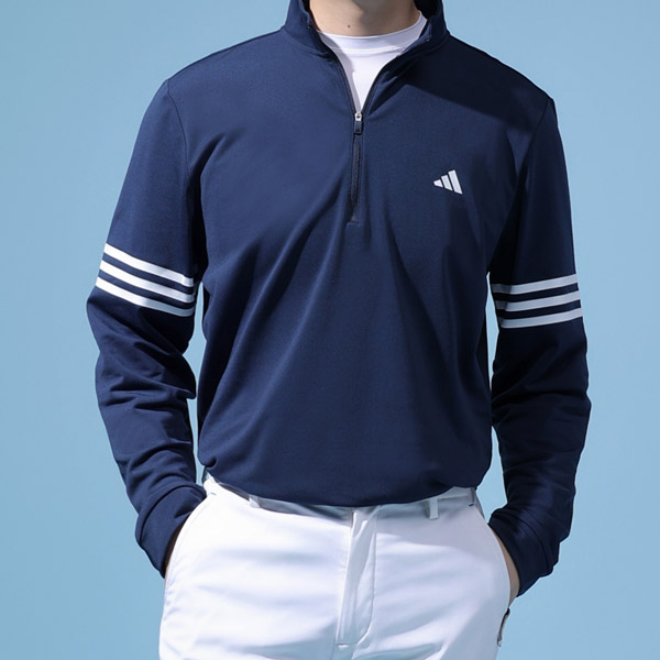 아디다스 가을 간절기 삼선 쿼터집 남성 골프 긴팔티셔츠 남자 골프상의 IS7132