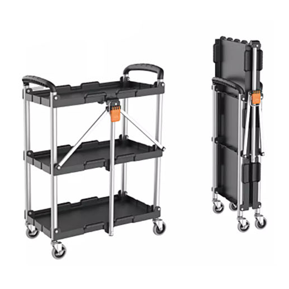 켄도 접이식 서빙 카트 구르마 3단 주방 이동식 대차 식당