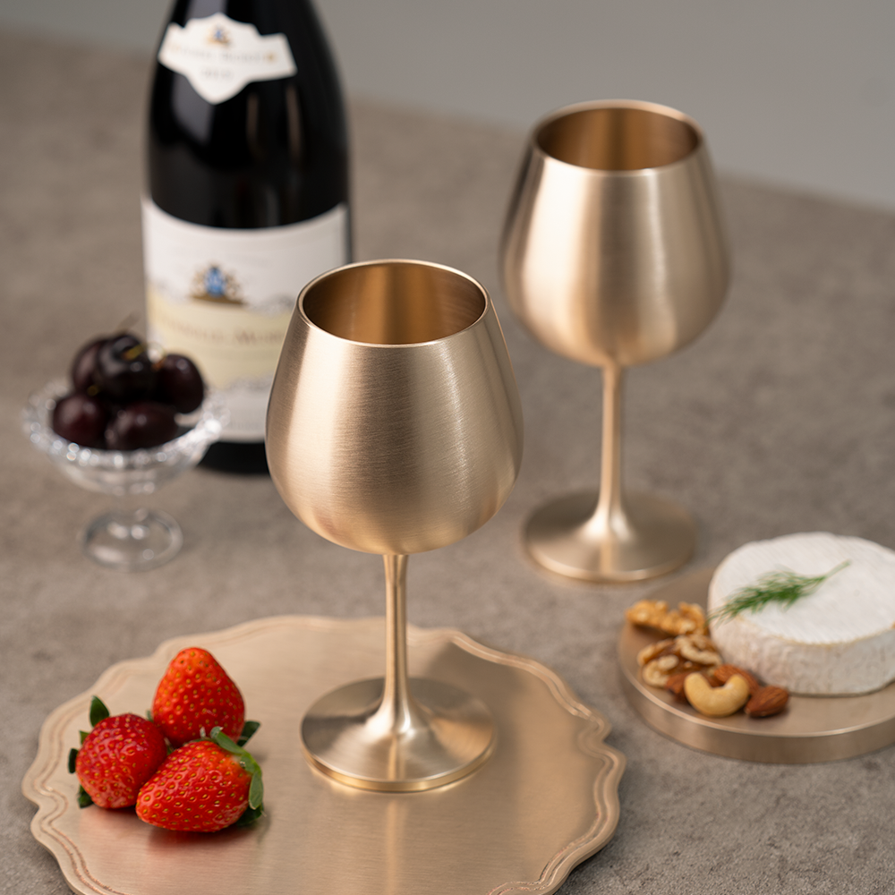 [오징어게임3 출현] 거창유기 수공예 방짜 황금 와인잔 2P 세트