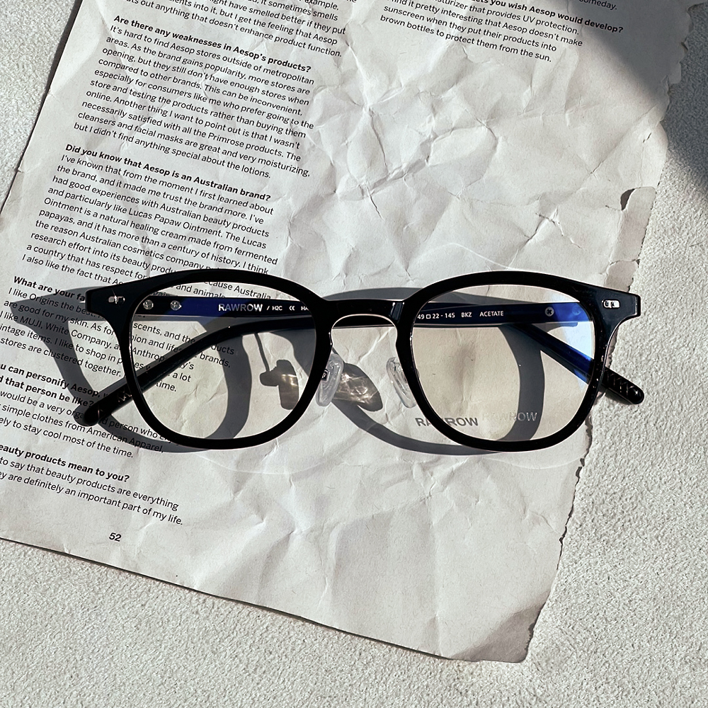 로우로우 안경 R EYE 484 BLACK 여자 남자 스퀘어 뿔테 - 상품 이미지