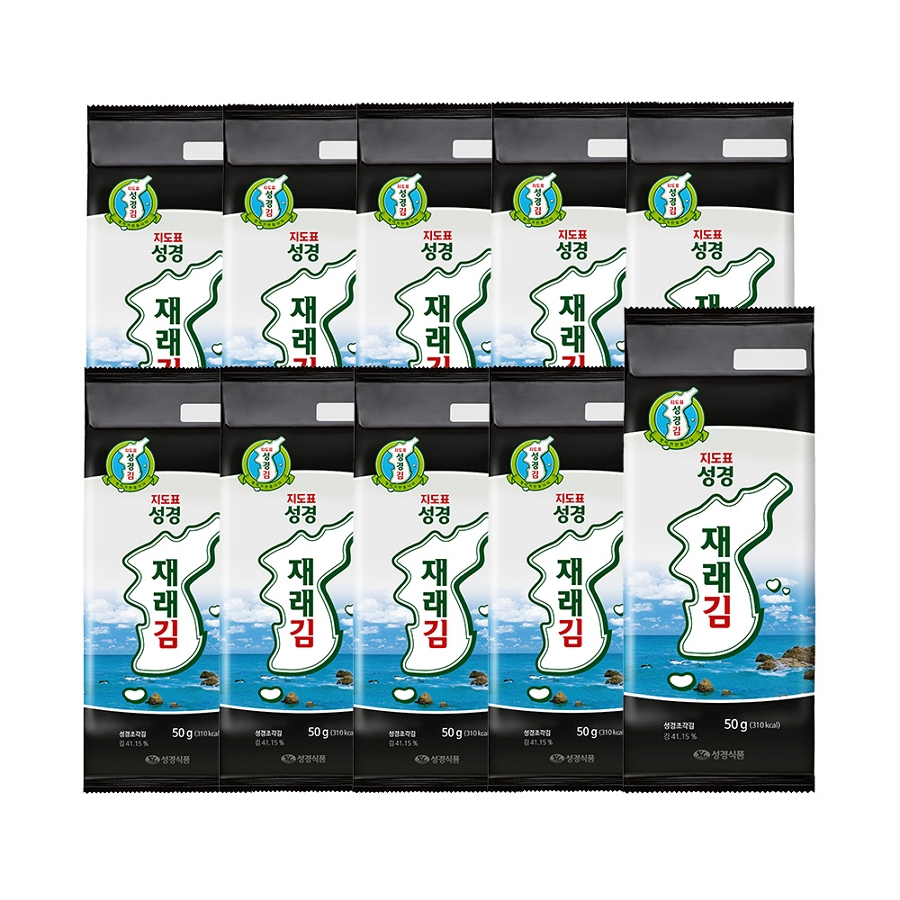 [성경김본사] 대용량 재래 도시락김(80매) 50g, 10개 - 상품 이미지