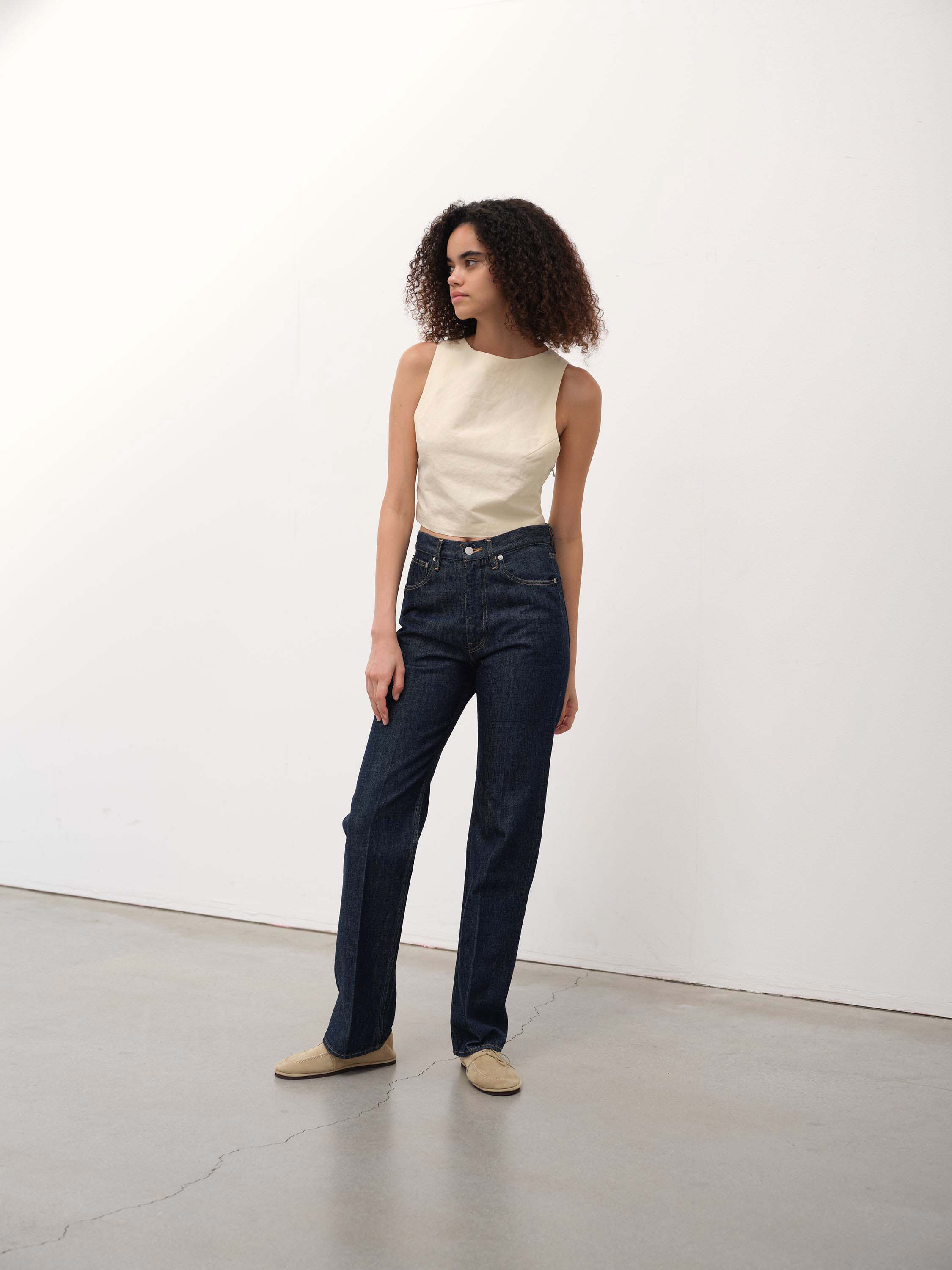 오라리 여성 데님 팬츠 청바지 인디고 HARD TWIST DENIM 5P PANTS - 상세 이미지 2