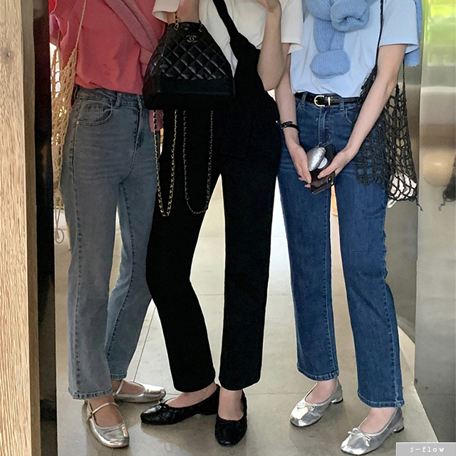제누 일자 슬림 스트레이트 스판 데님 팬츠 3col 봄 가을 예쁜핏 데일리 제이플로우 - 상품 이미지