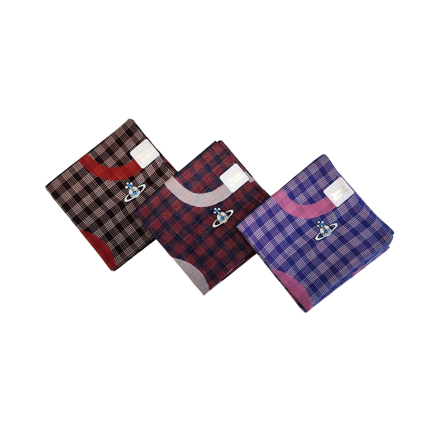 비비안웨스트우드 파이브링 체크 손수건 스카프