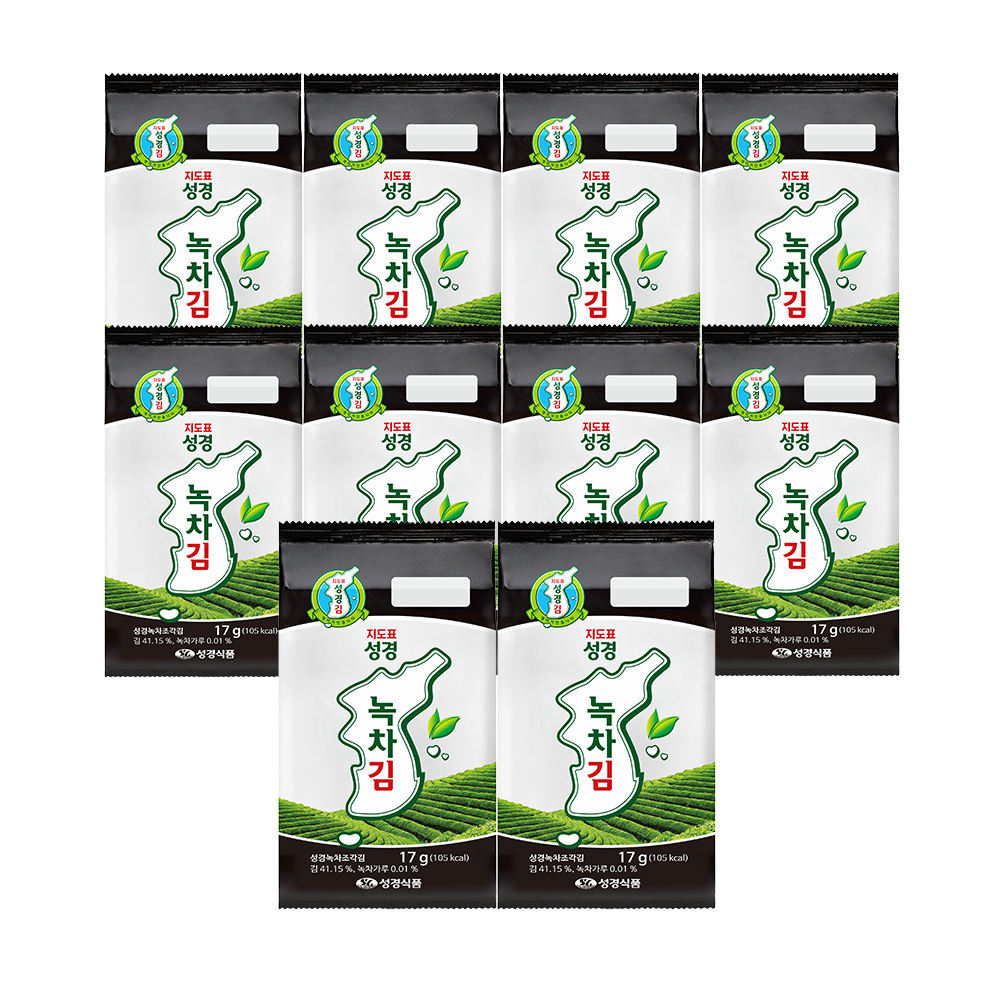 [성경김본사] 대용량 녹차 도시락김(30매) 17g, 10개 - 상품 이미지