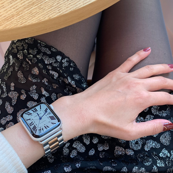 다원 애플워치호환 메탈 스트랩 시계줄 애플워치 10, 46mm, 실버블랙 - 상세 이미지 5