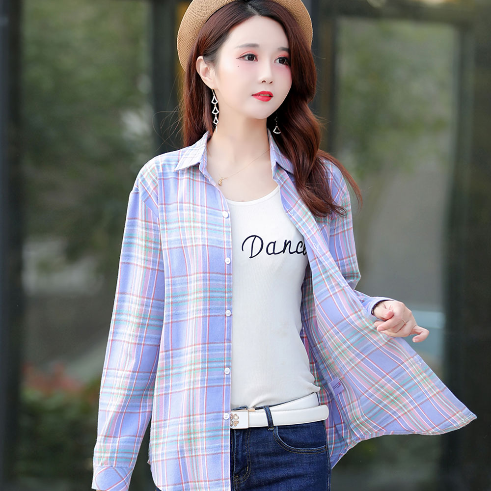 Big 체크 남방 간절기 여성 셔츠 - 상세 이미지 5