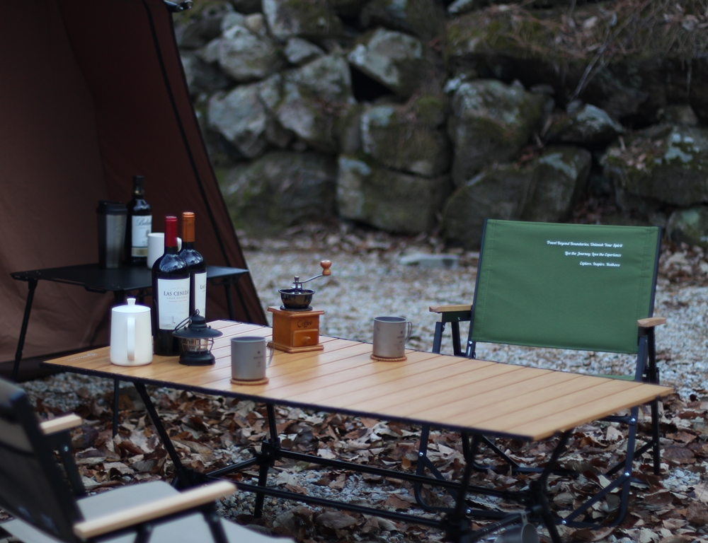 레드코코 캠핑 롤테이블 접이식 경량 테이블 높이조절 좌식 대형 120cm 블랙