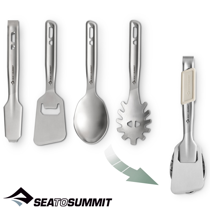 씨투써밋 디투어 커틀러리 세트(4피스) 캠핑 뒤집게 슬롯 스푼 집게