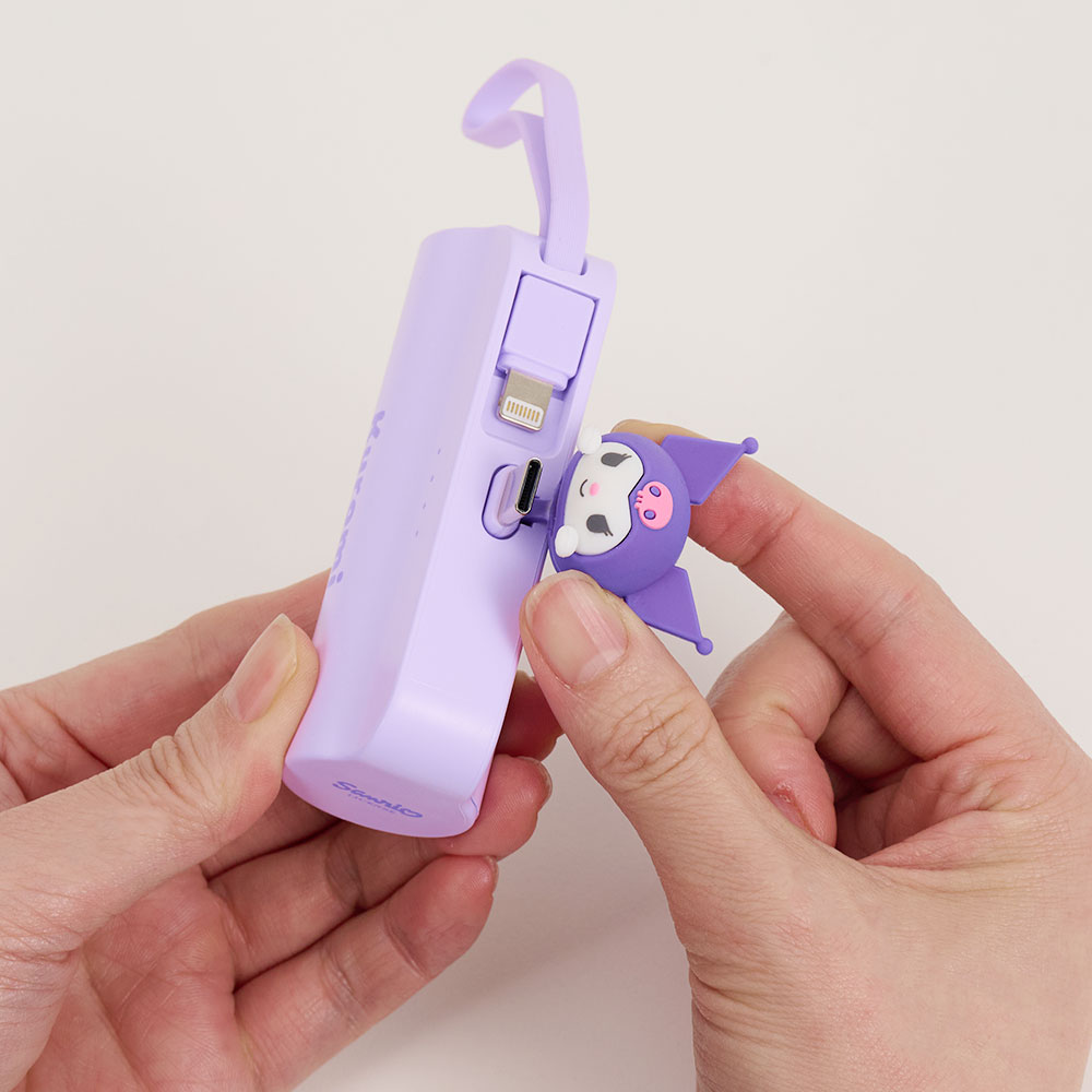 산리오 캐릭터즈 도킹형 보조배터리 C타입 메인 8핀 서브 기내반입 5000mAh, 파스텔바이올렛 - 상세 이미지 2