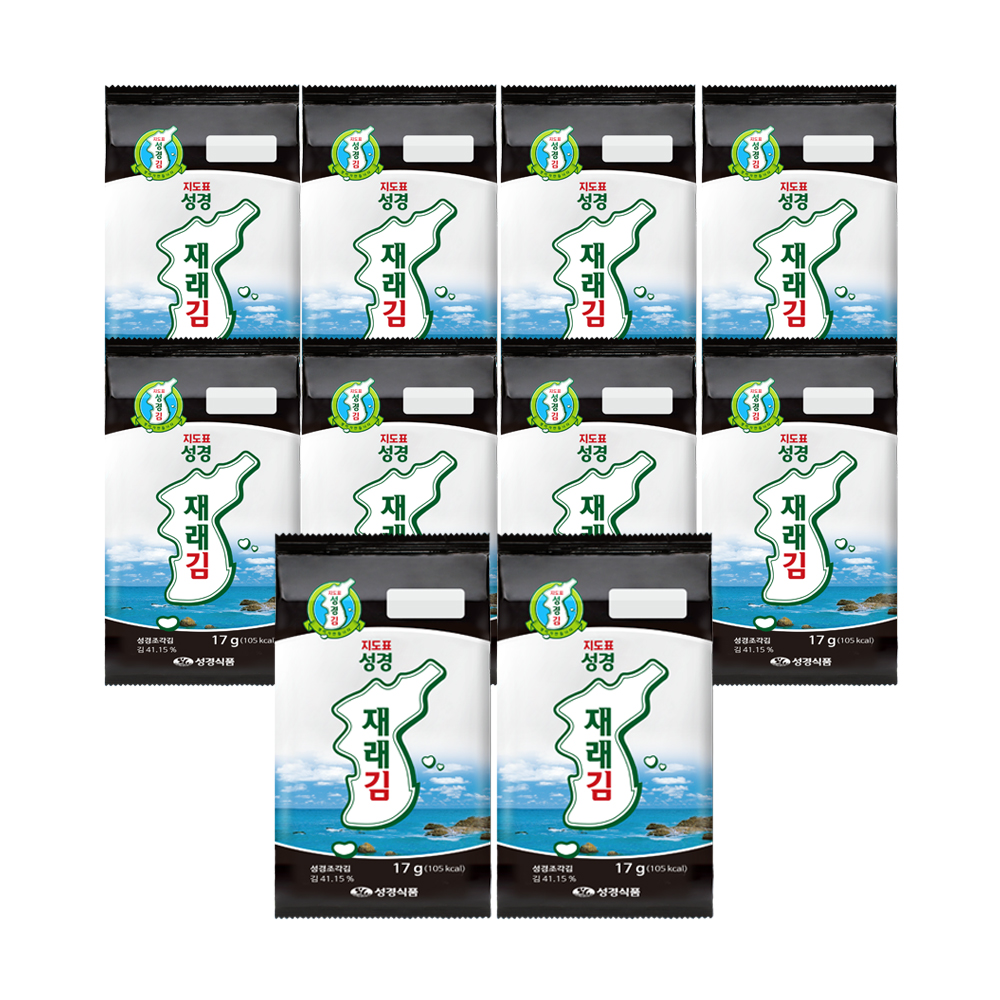 [성경김본사] 대용량 재래 도시락김(30매) 17g, 10개 - 상품 이미지