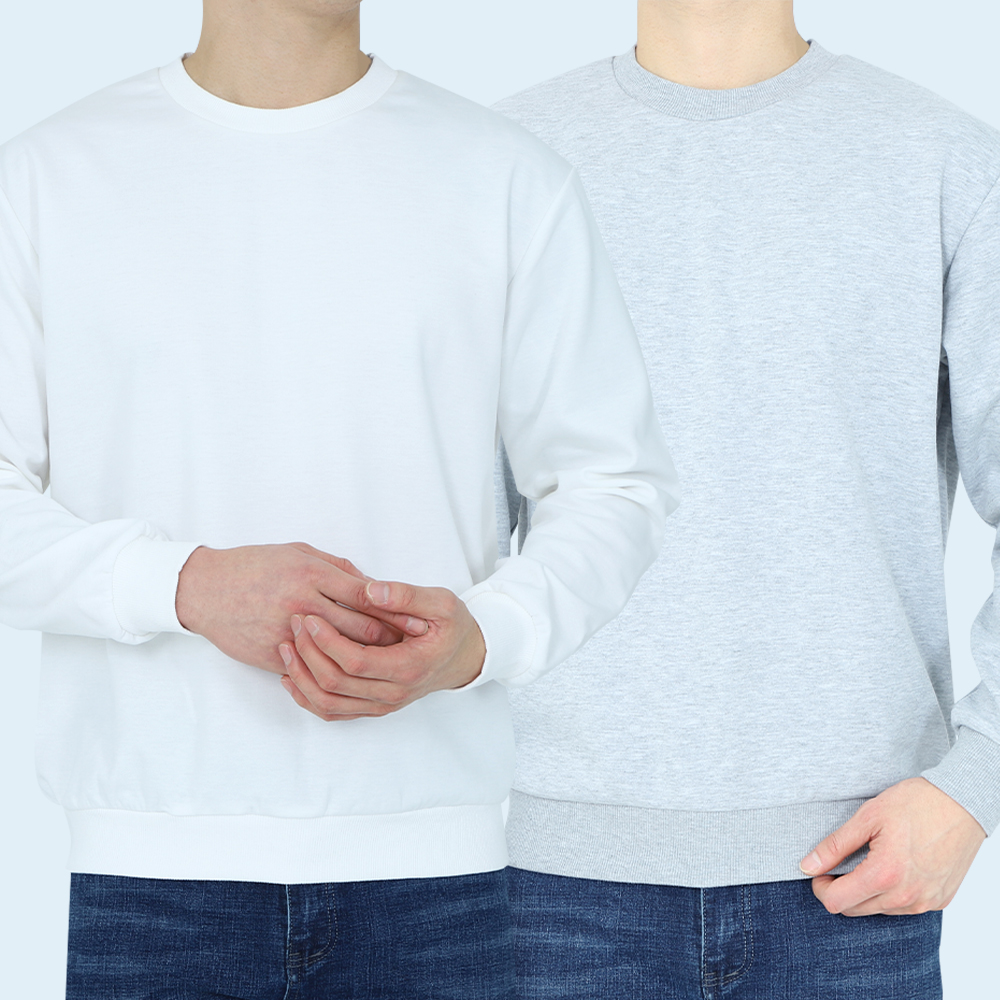 단체티주문제작 남자맨투맨 티셔츠 얇은 무지 긴팔 라운드 특양면 빅사이즈