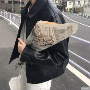 라엠 가죽 싱글 카라 가죽 레더 자켓 2col 가을 봄 PU 오버핏 고급... 착용 후기 | 사이즈/핏 총정리 - 상품 이미지 3
