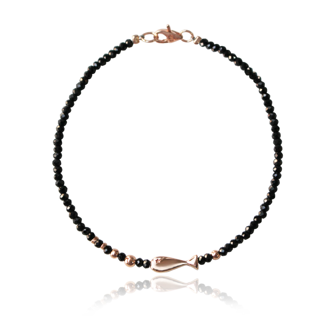 [루키스타] 꿈꾸는고래 물고기 14K 솔리드 블랙스피넬 팔찌