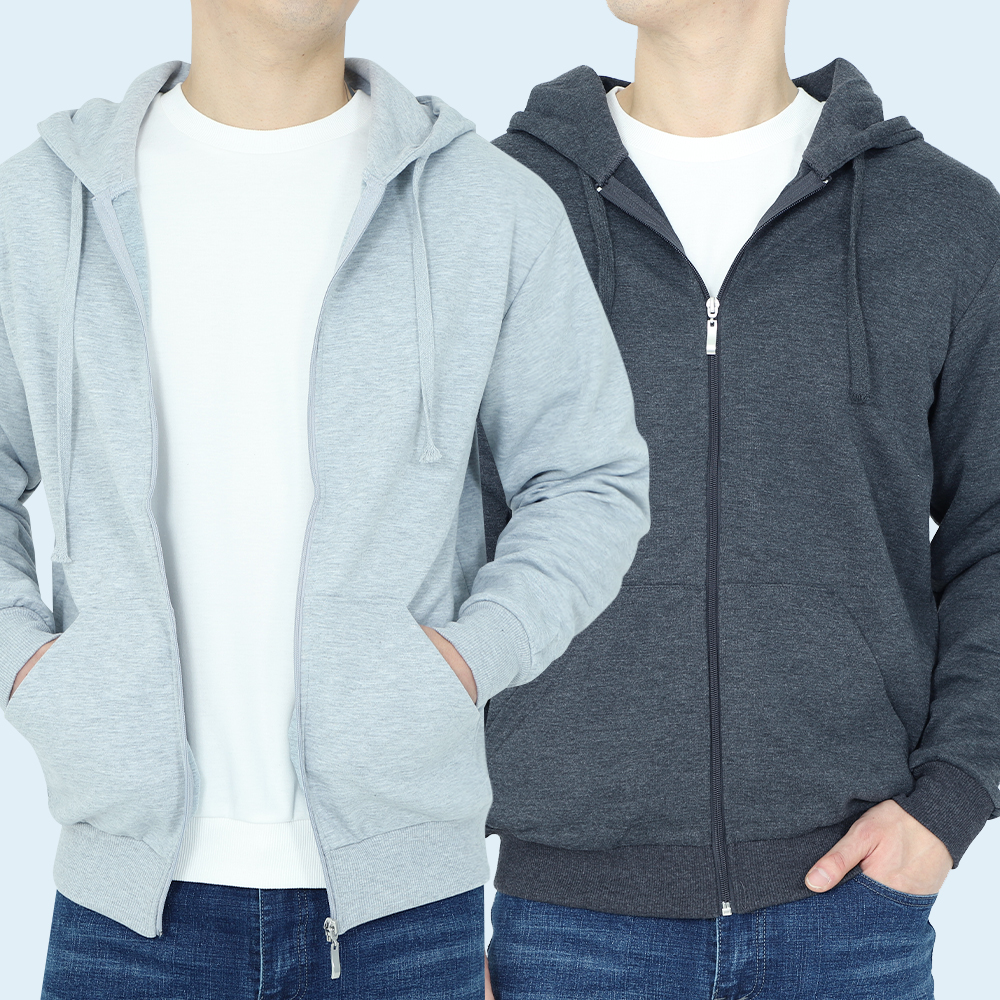 얇은후드집업 단체후드집업 회색 맨투맨 긴팔 특양면 빅사이즈