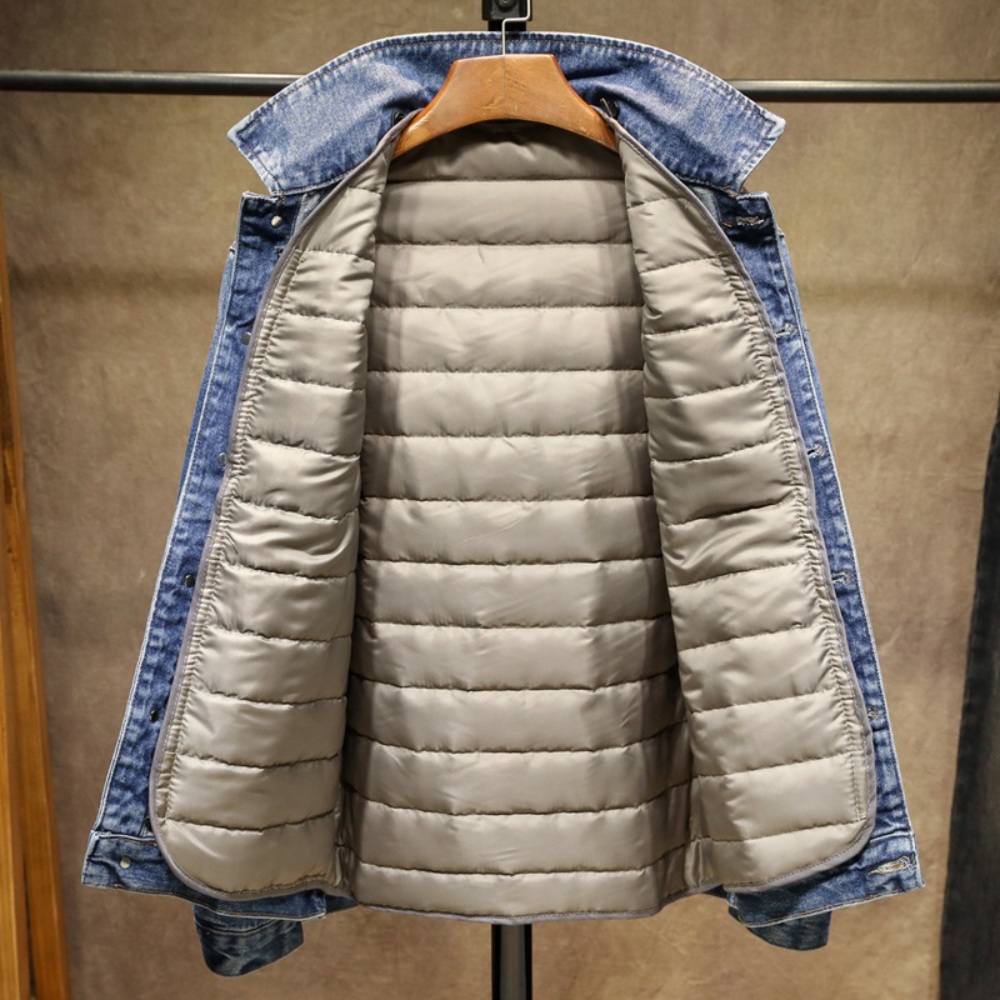 내피 패딩 청자켓 남성 탈착식 빅사이즈 루즈핏 청카바 패션 코디 아우터 3종 4XL까지 - 상세 이미지 3