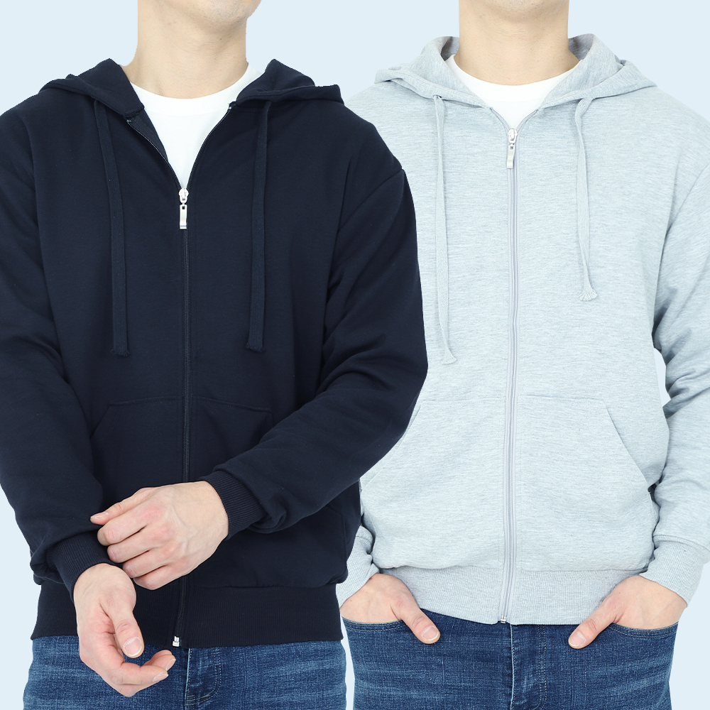 남녀공용 후드집업 얇은 회색 기본 무지 단체티 특양면 빅사이즈