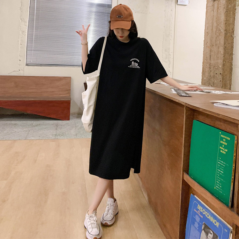여름 반팔 롱원피스 옆트임 루즈핏 편한 원피스 - 상세 이미지 3