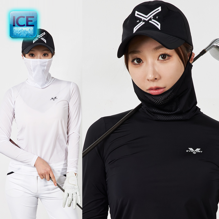 투빅토리 여성골프마스크 귀달이 햇빛차단 99까지 빅사이즈 여성골프웨어 냉감티