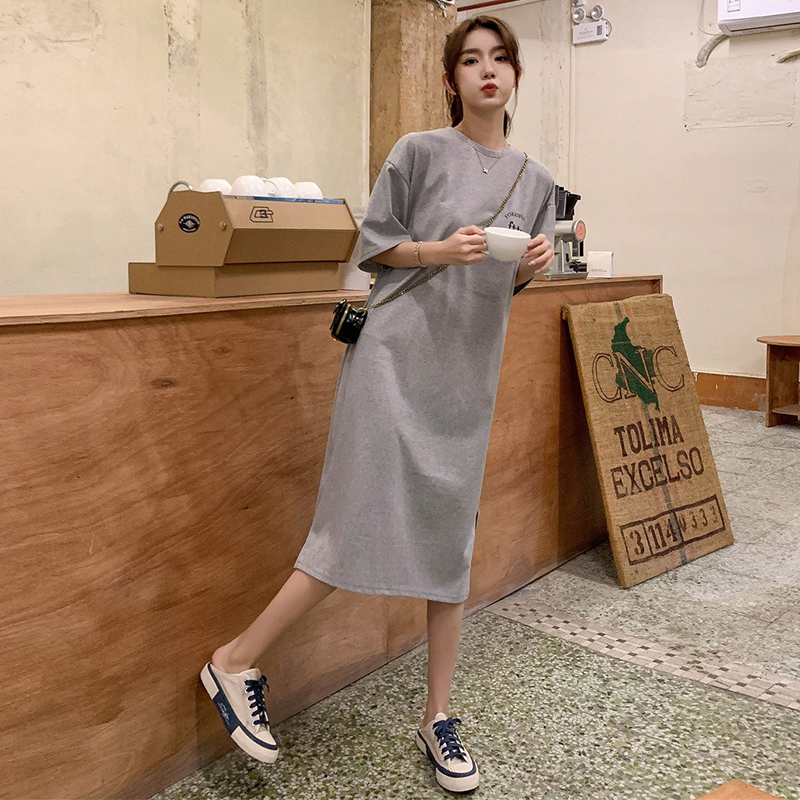 여름 반팔 롱원피스 옆트임 루즈핏 편한 원피스 - 상세 이미지 4